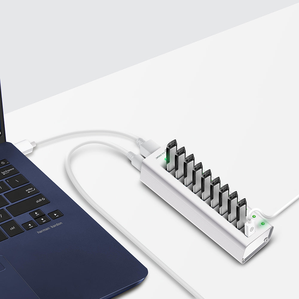 A large marketing image providing additional information about the product ALOGIC 10 Port USB Hub with Charging - Aluminium Unibody with Power - Additional alt info not provided